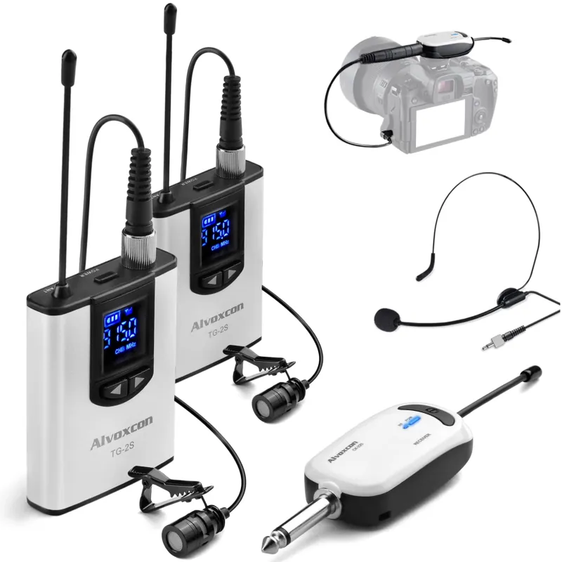 Alvoxcon TG220S Dual Wireless Lapel Mic for iPhone