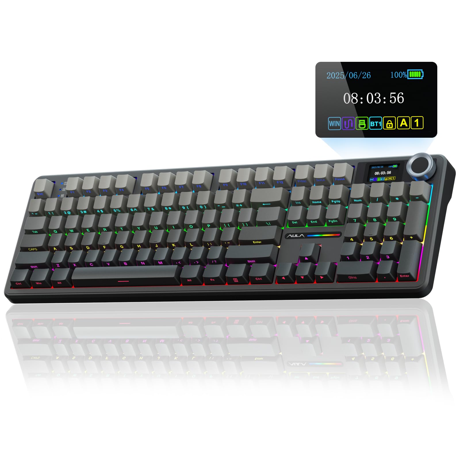 AULA F108 PRO - Wireless Mechanical Keyboard with Screen & Knob