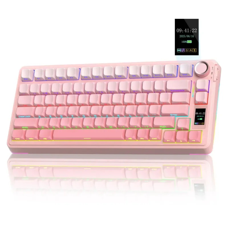 AULA S75 PRO with Screen & Knob, Pink