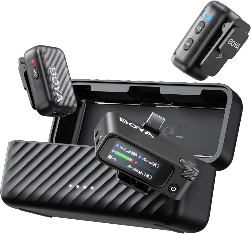 BOYAMIC 2 Wireless Microphones for iPhone 15-16/Android/PC/Camera