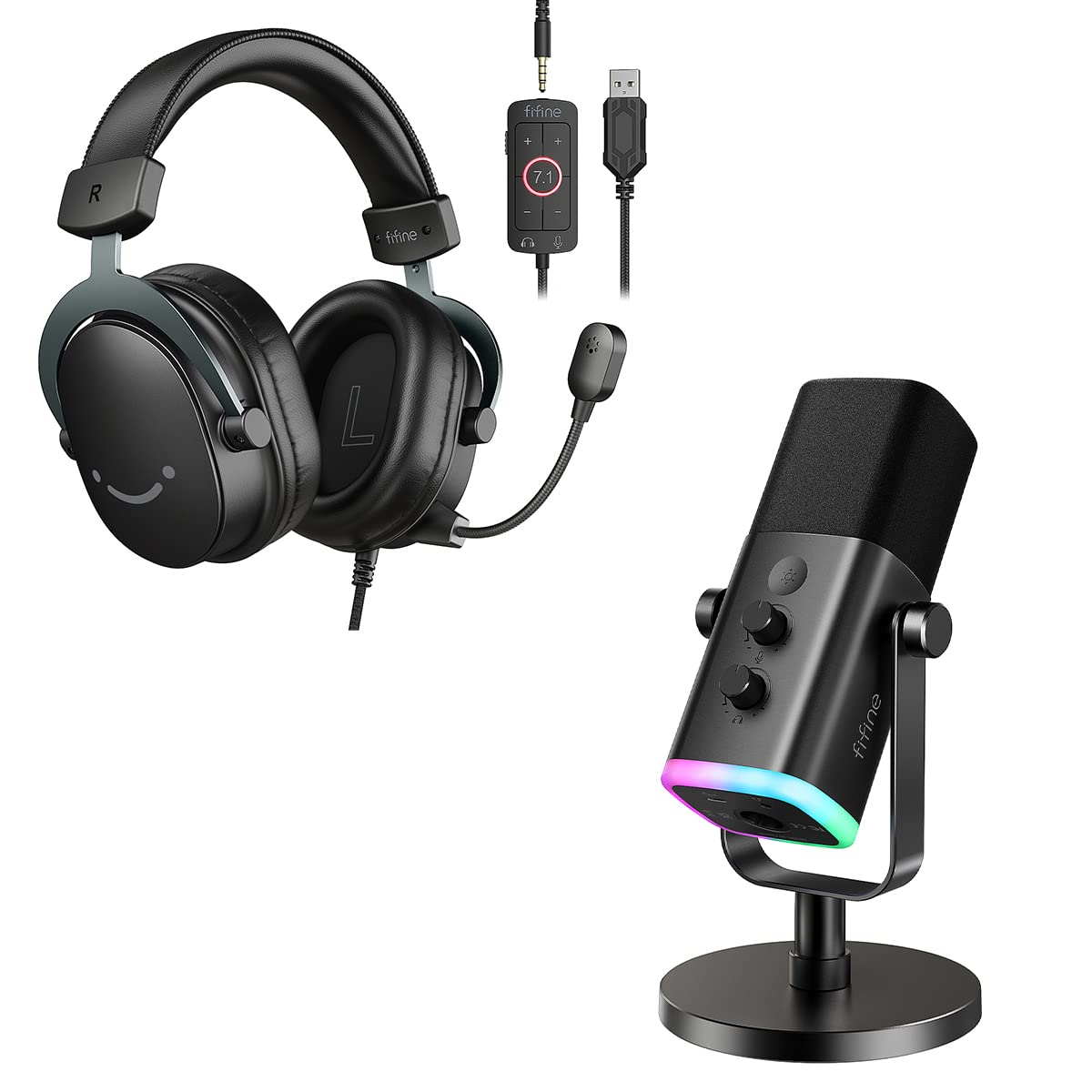 Fifine H9+AM8 Gaming Headset and XLR Mic Bundle