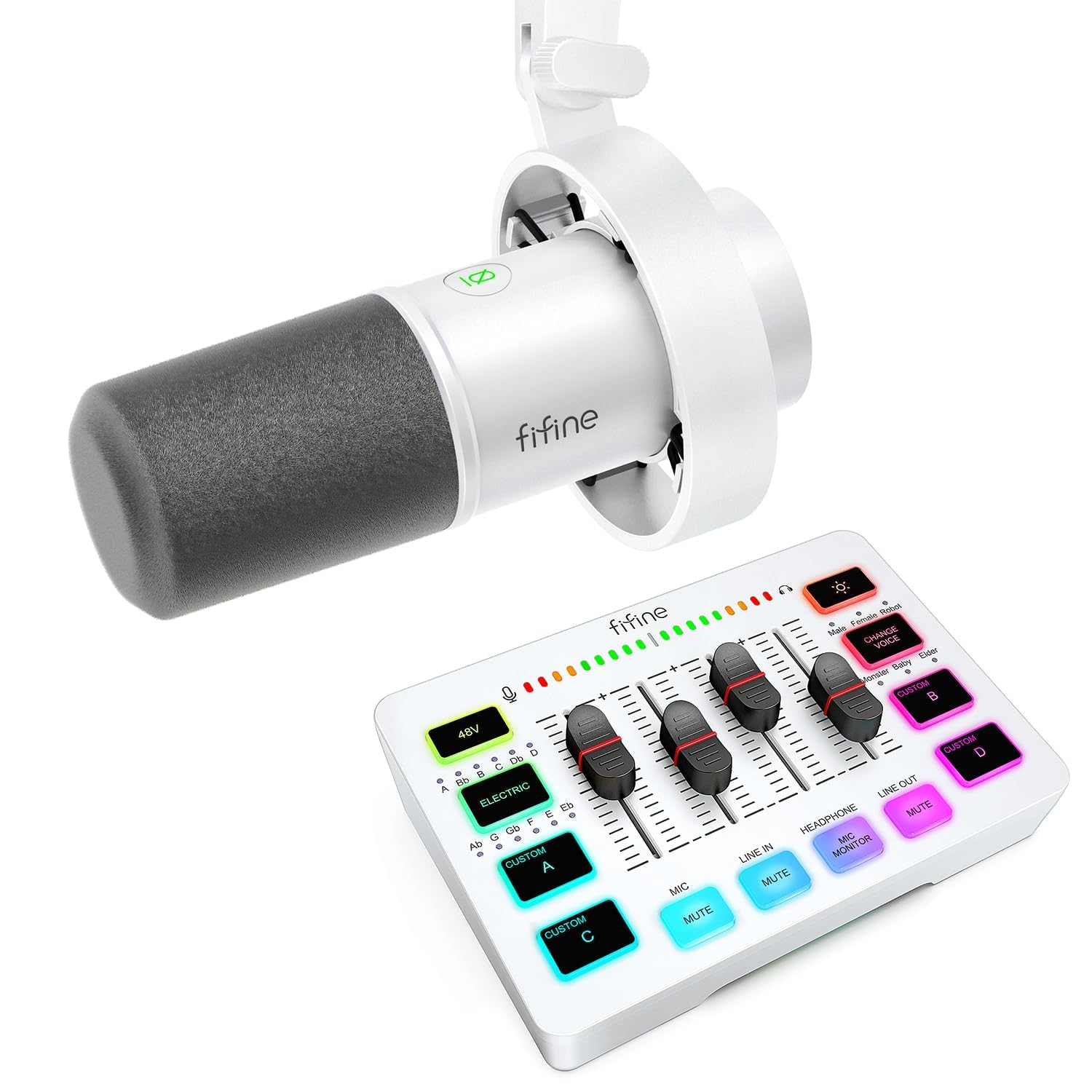 Fifine Recording Microphone Pack with Gaming Audio Mixer