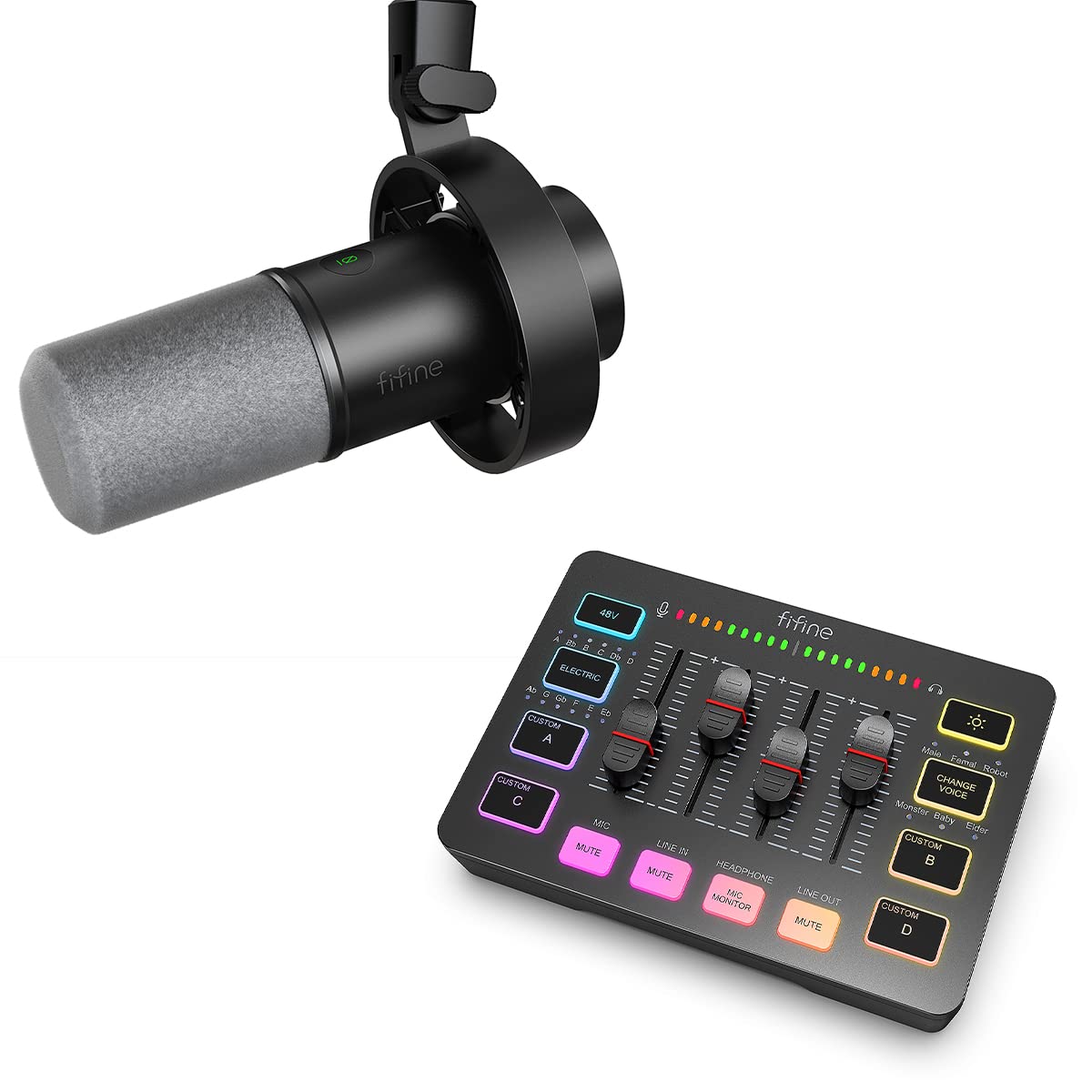 Fifine SC3+K688 Mixer and Microphone Bundle