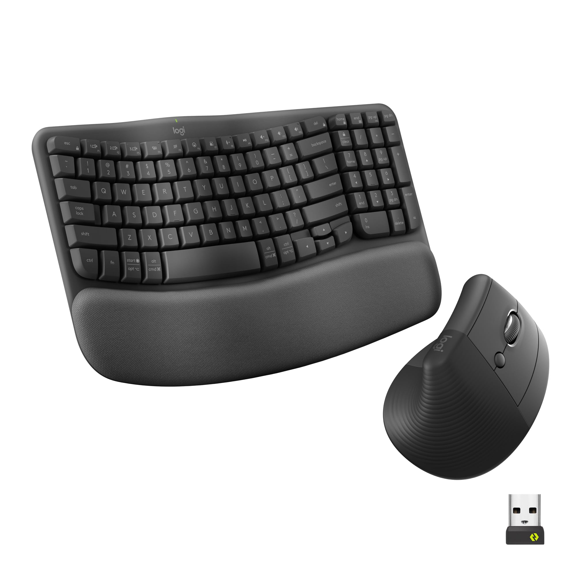 Logitech Wave Keys & Lift Vertical Mouse Graphite