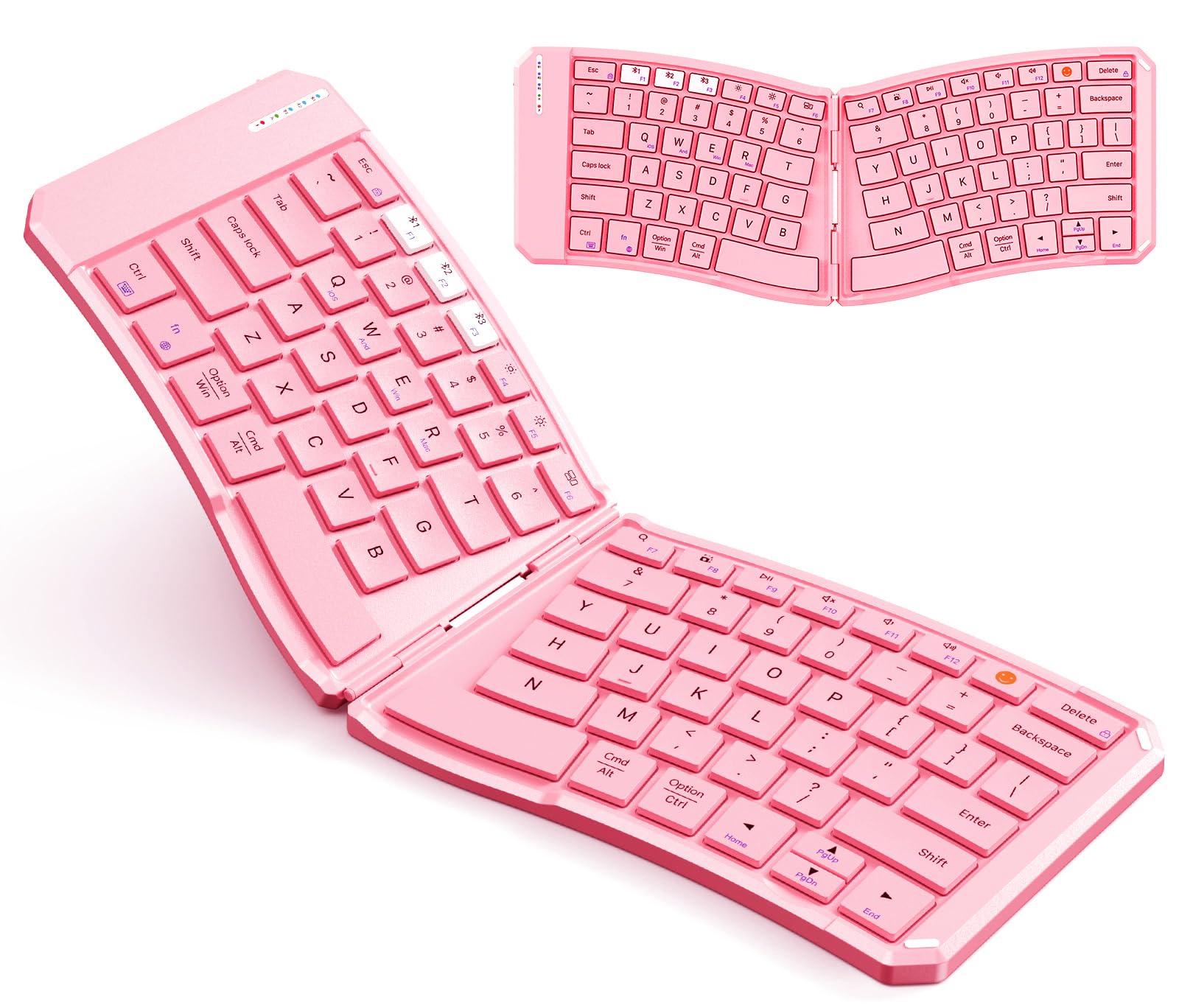 Meetion Ergonomic Bluetooth Foldable Keyboard Pink