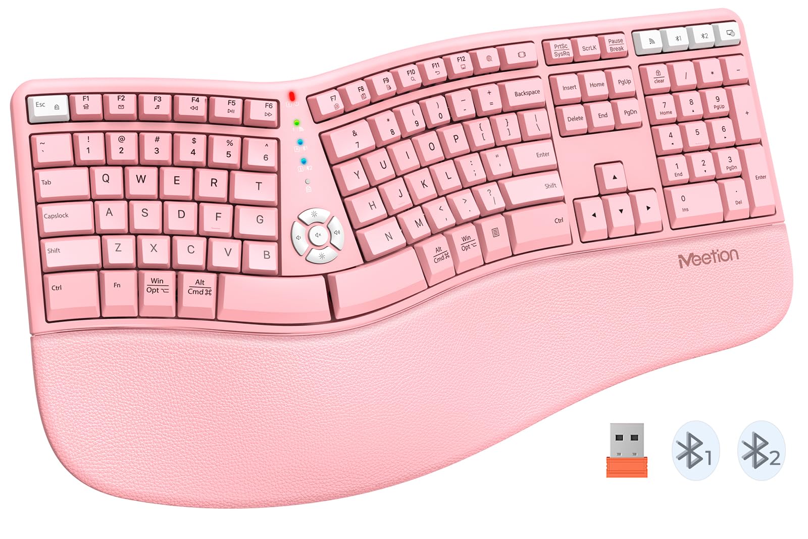 MEETION Ergonomic Keyboard, Pink