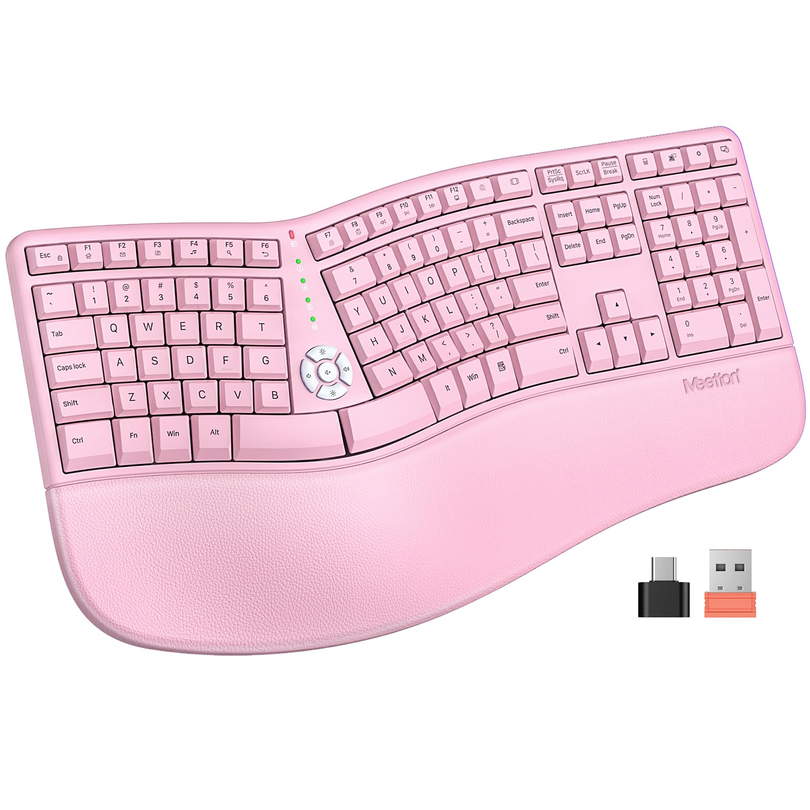 Meetion Ergonomic Split Curved Keyboard Pink