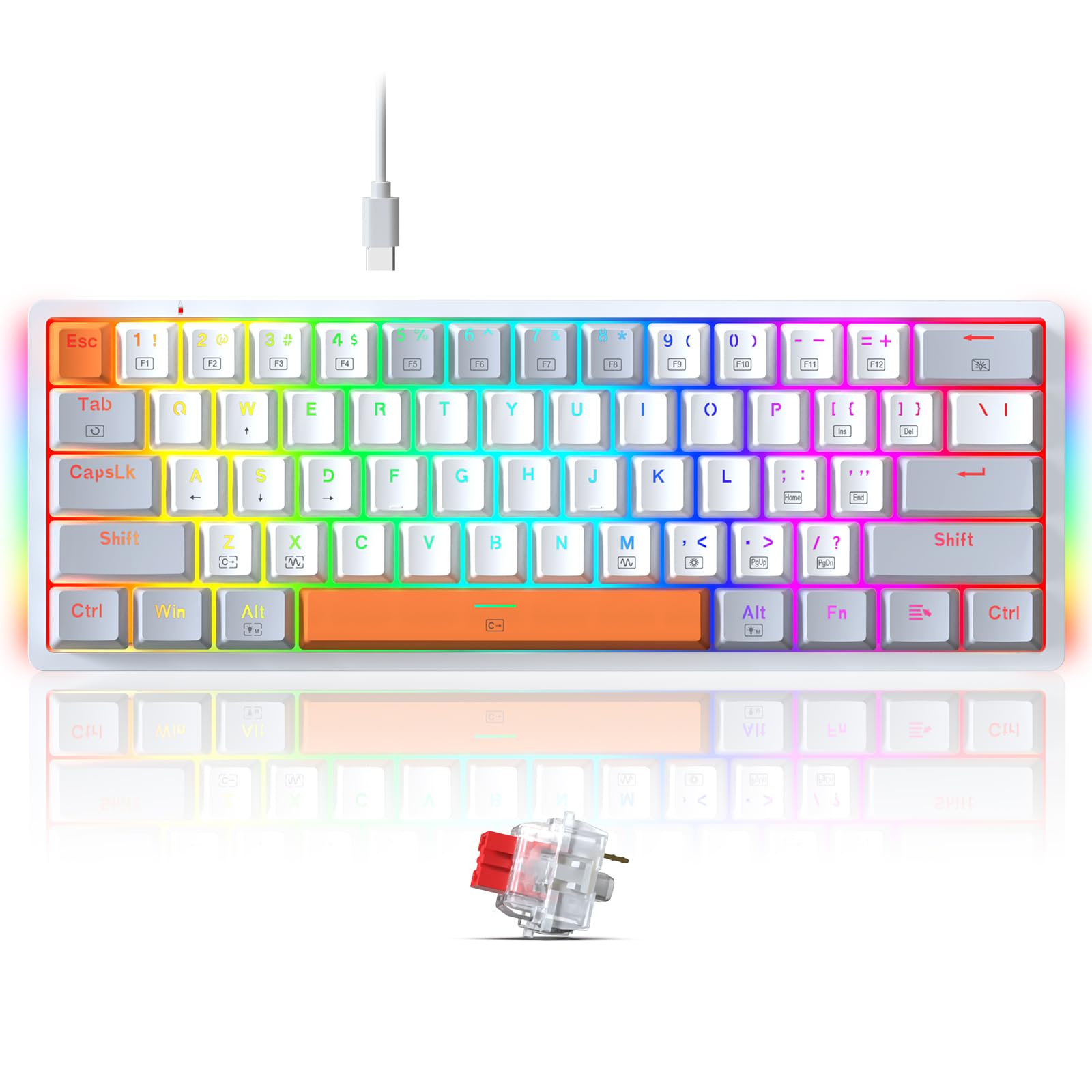 Redragon K642WGO White-Gray 60% Keyboard